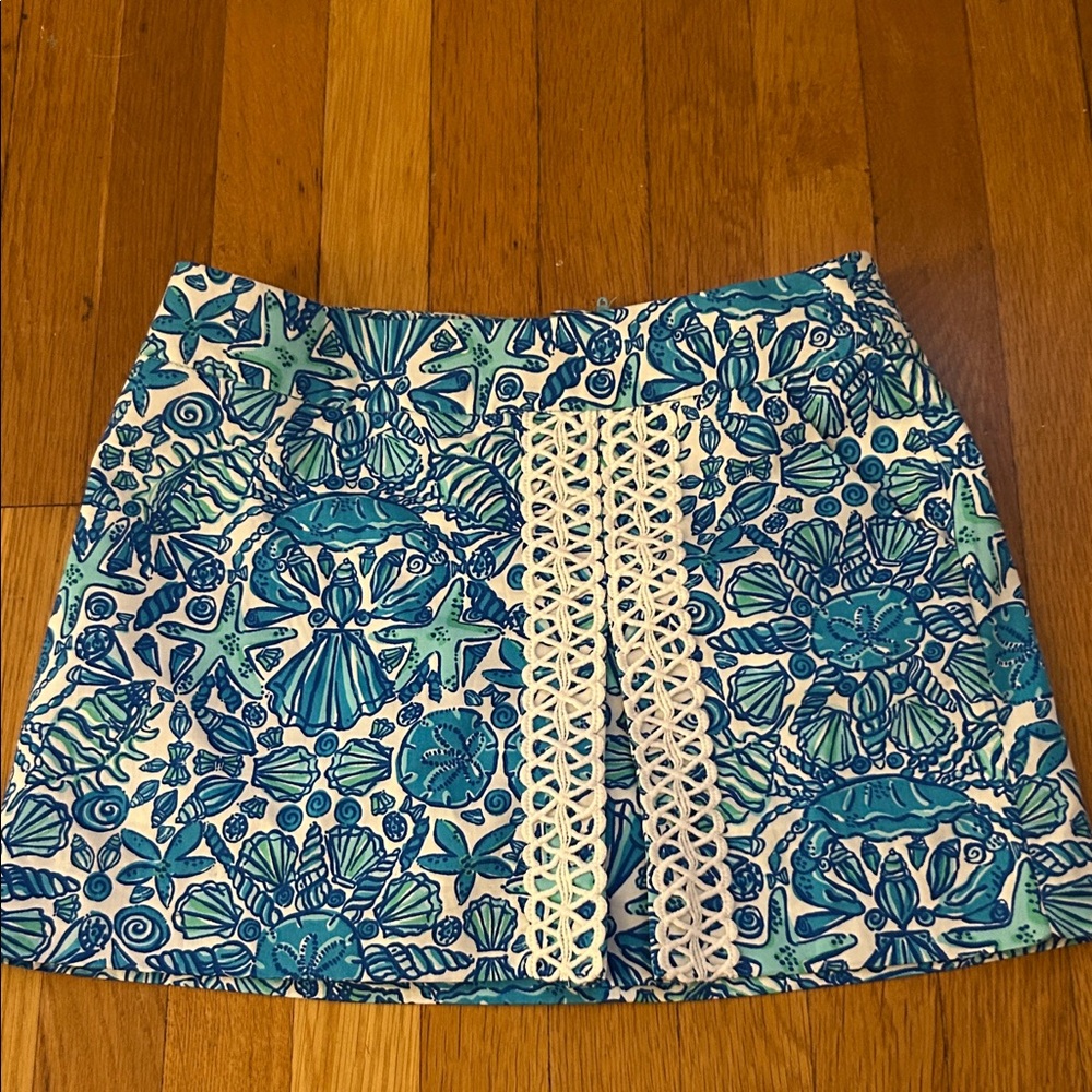 Lilly Pulitzer Blue and Cream Mini Skirt